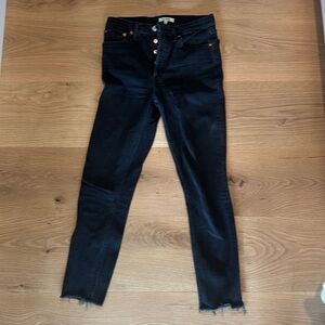 Redone Black Raw Hem Jeans